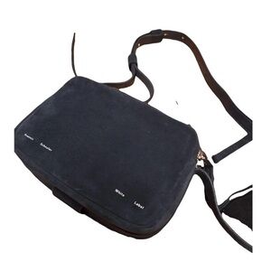 Proenza Schouler White Label Navy Suede Crossbody Bag.